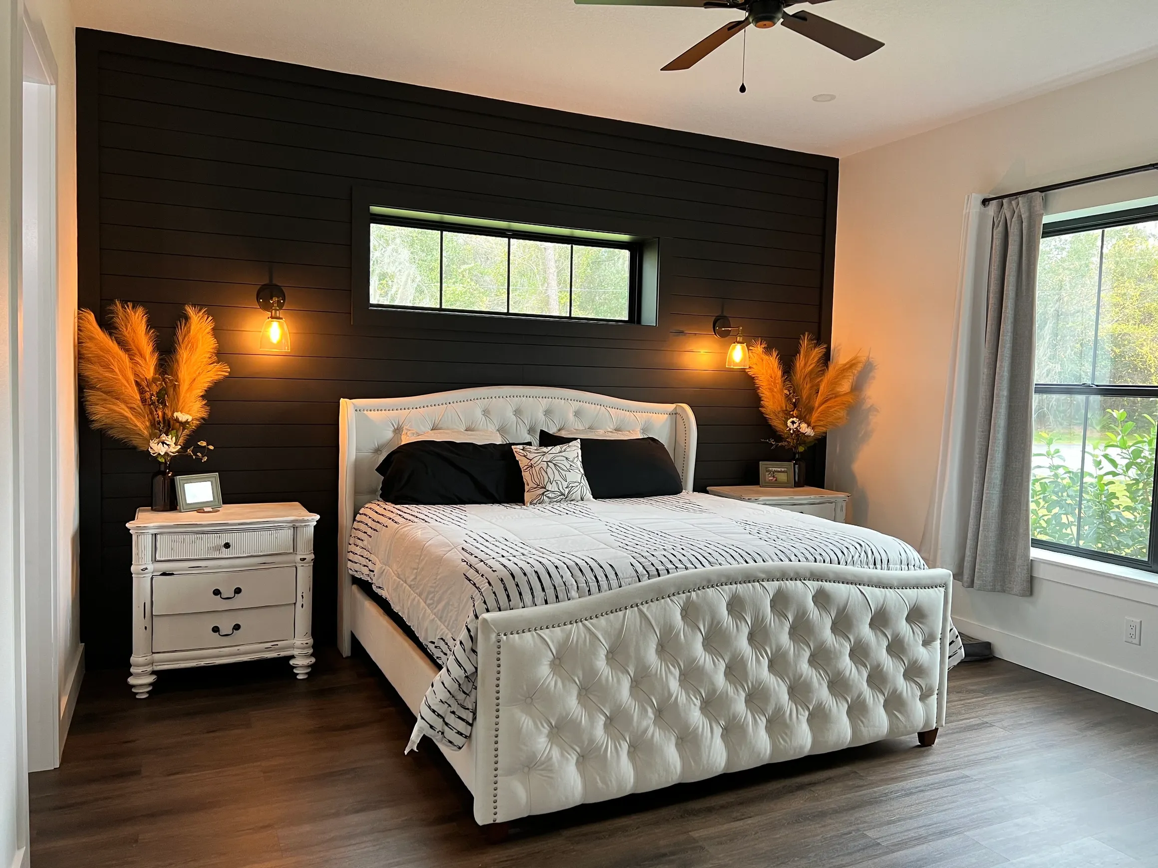 Bedroom sconce lighting installation