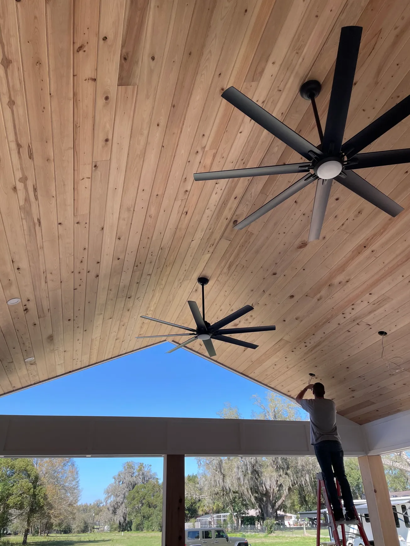 Exterior ceiling fan installation